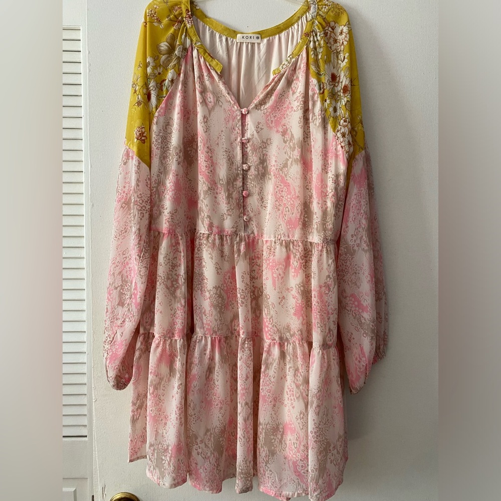 Kori Animal Print and Floral Boho Tiered Dress